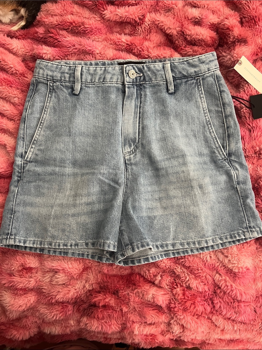 7 For All Mankind Light Blue High-Waist Denim Shorts
